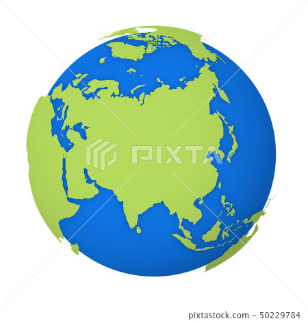 Natural Earth globe. 3D world map with green lands dropping shadows on blue seas and oceans. Vector Natural Earth globe. 3D world map with green lands dropping shadows on blue seas and oceans. Vector 50229784