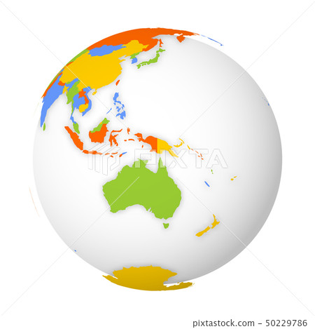 Blank political map of Australia. 3D Earth globe with colored map. Vector illustration 50229786