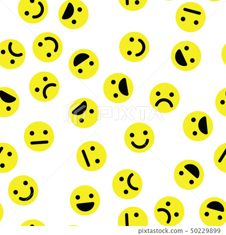 Emoji seamless pattern background. Simple yellow emoticons. Vector illustration 50229899