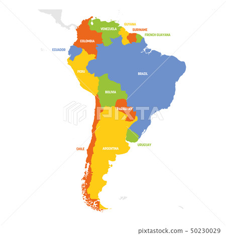 South America Region. Map of countries in southern America. Vector illustration 50230029