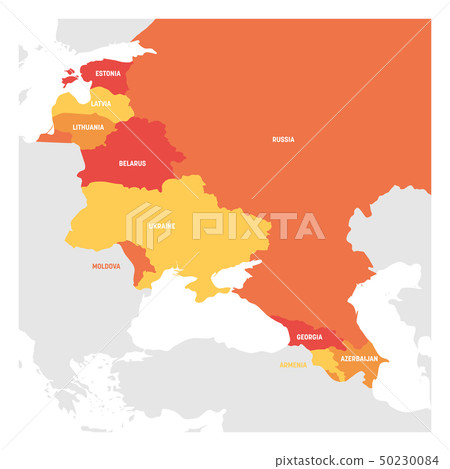 East Europe Region. Map of countries in eastern Europe. Post Soviet and Caucasian countries. Vector 50230084