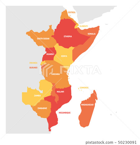 East Africa Region Map East Africa Region. Map Of Countries In Eastern... - Stock Illustration  [50230091] - Pixta