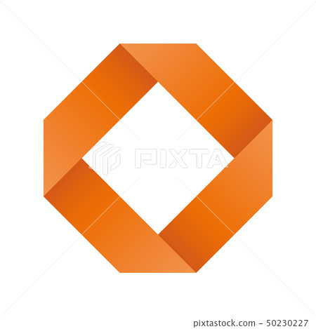 Orange infinite ribbon loop folded in a shape of rhombus. 3D-like vector symbol. Modern icon design Orange infinite ribbon loop folded in a shape of rhombus. 3D-like vector symbol. Modern icon design 50230227