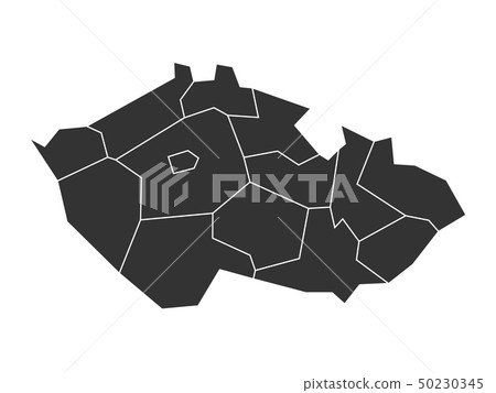 Map of Czech Republic divided into administrative regions. Blank map in grey. Vector illustration 50230345
