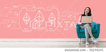 Ethereum with woman using a laptop 50234241