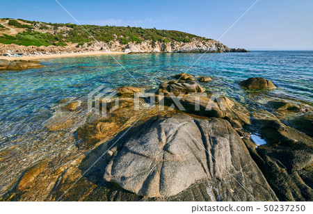 Beautiful beach and rocky coastline landscape in 50237250
