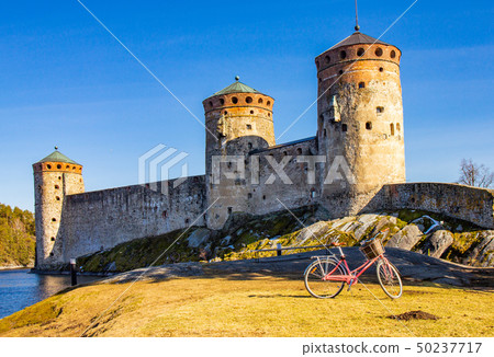 Beautiful view of Olavinlinna, Olofsborg ancient fortress, the 15th-century medieval three - tower Beautiful view of Olavinlinna, Olofsborg ancient fortress, the 15th-century medieval three - tower 50237717