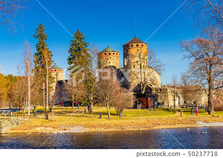 Beautiful view of Olavinlinna, Olofsborg ancient fortress, the 15th-century medieval three - tower Beautiful view of Olavinlinna, Olofsborg ancient fortress, the 15th-century medieval three - tower 50237718