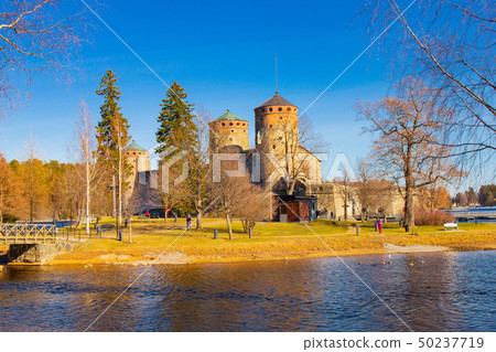 Beautiful view of Olavinlinna, Olofsborg ancient fortress, the 15th-century medieval three - tower Beautiful view of Olavinlinna, Olofsborg ancient fortress, the 15th-century medieval three - tower 50237719