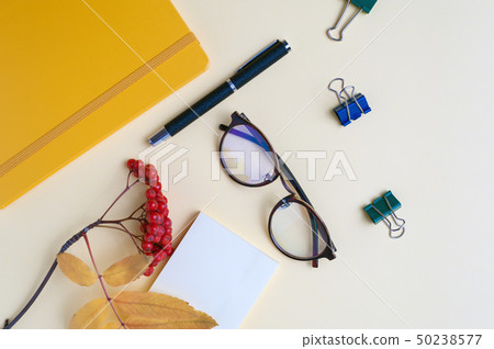 Close up collage of eyeglasses with office stuff Close up collage of eyeglasses with office stuff 50238577