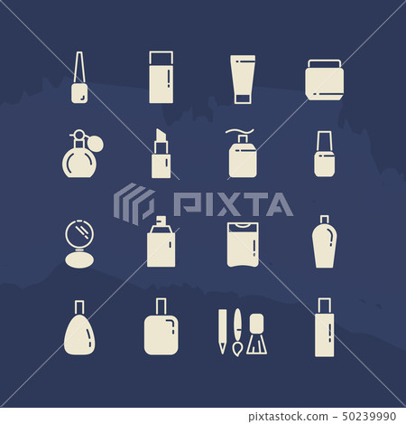 Cosmetis silhouettes and line icons 50239990