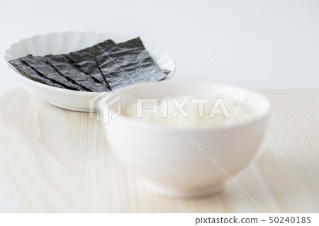 Japanese rice Japanese food eating seaweed wrapped in white rice on white background 50240185