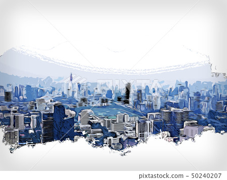 Abstract building in the city watercolor painting. 50240207