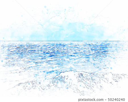 Abstract Sea water watercolor illustration paint. 50240240