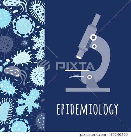 Poster with microscope and microbes 50240263