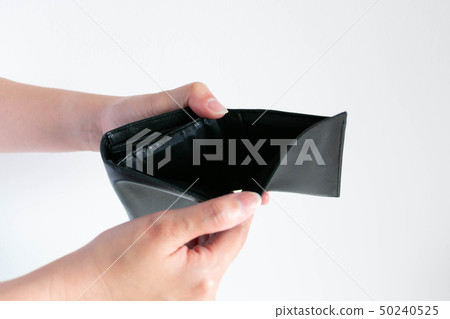 empty wallet in hands on white background. empty wallet in hands on white background. 50240525