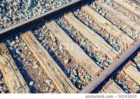 Old railway sleepers and rails in an American 50241650