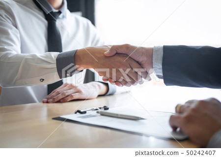 Successful job interview, Boss employer in suit 50242407