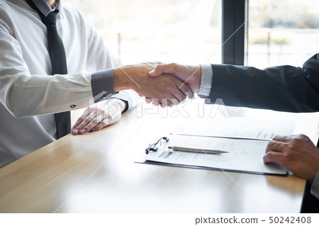 Successful job interview, Boss employer in suit 50242408