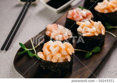 Seafood delicatessen gunkan maki sushi rolls 50243551