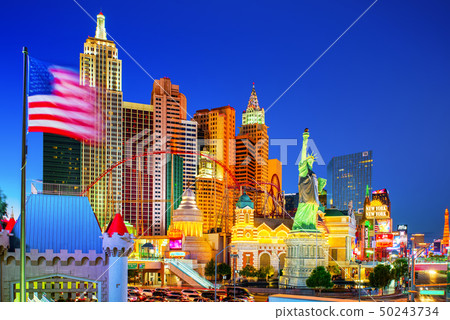 Main street of Las Vegas-is the Strip in evening 50243734