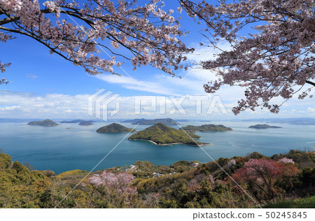 從Shimoideyama盛開看Shimojima，Shiomishima Islands，Takami Island等 50245845