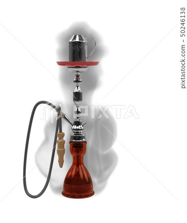East relax red shisha for smoking tobacco from glass and metall material with smoke 3d illustration 50246138