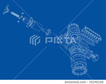 Blowout preventer. Vector rendering of 3d Blowout preventer. Vector rendering of 3d 50246298