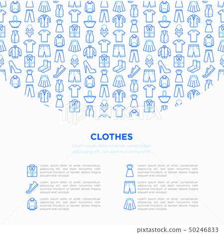 Clothing concept in circle with thin line icons Clothing concept in circle with thin line icons 50246833