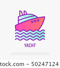 Yacht on waves thin line icon. Vector illustration 50247124