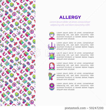 Allergy concept with thin line icons 50247200