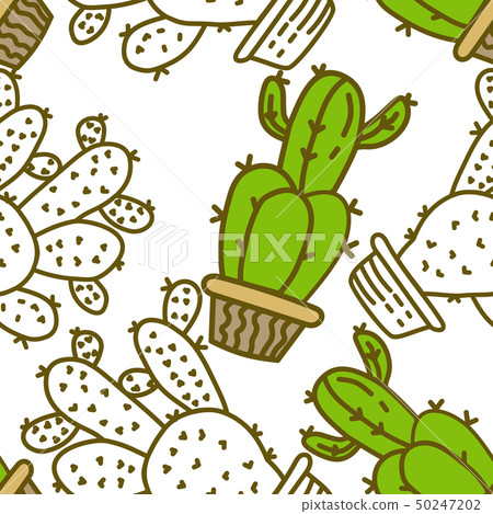 Cactus Pattern Seamless Vector Template 50247202