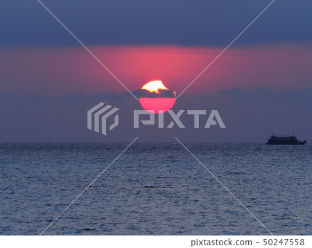 Partial Solar Eclipse Rising from the Sea / Partial Solar Eclipse over sea 50247558