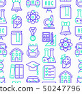 Back to school seamless pattern with line icons 50247796
