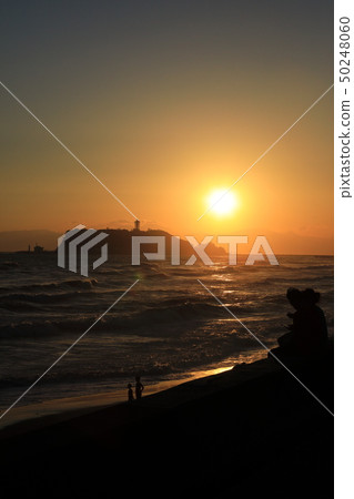 Kanagawa Shonan Enoshima coast evening scenery Kanagawa Shonan Enoshima coast evening scenery 50248060