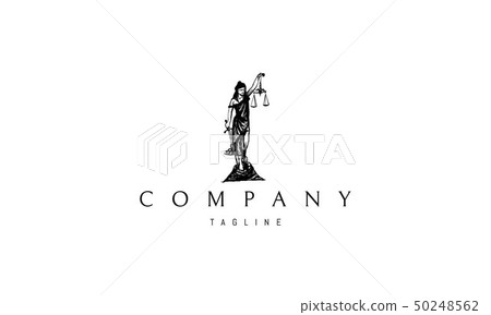 Lady Justice Statue Black vector logo 2 design 50248562