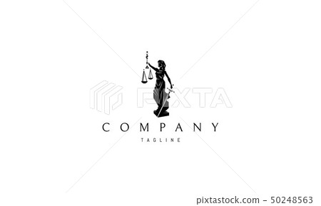 Lady Justice Statue Black vector logo design 50248563
