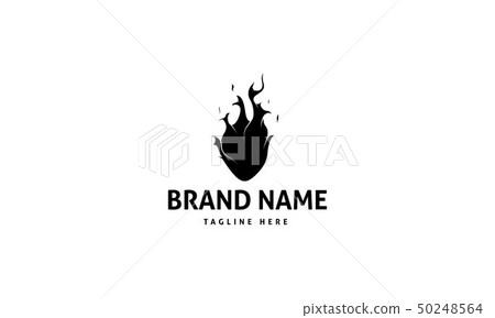Heart Fire Abstract Black vector logo design 50248564