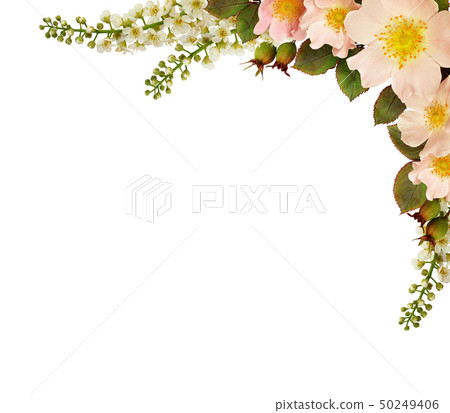Wild rose flowers corner arrangement 50249406