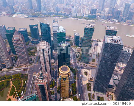 Aerial view of Shanghai Downtown, China. Financial 50249409