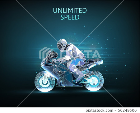 High speed concept. Motorcycle and racer 50249500