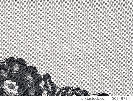 Closeup of black tulle texture with lace corner Closeup of black tulle texture with lace corner 50249724