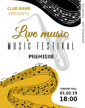 Music notes background. Abstract swirl wave musical note treble clef harmony stave classical music 50249728