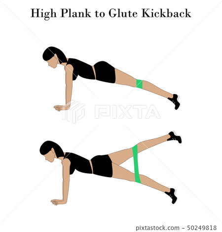 High plank to glute kickback exercise High plank to glute kickback exercise 50249818
