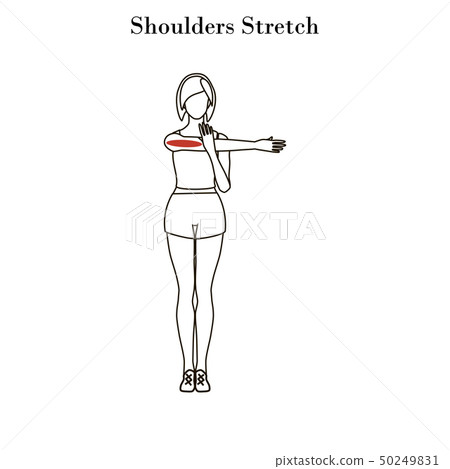 Shoulders stretch exercise outline - Stock Illustration [50249831] - PIXTA