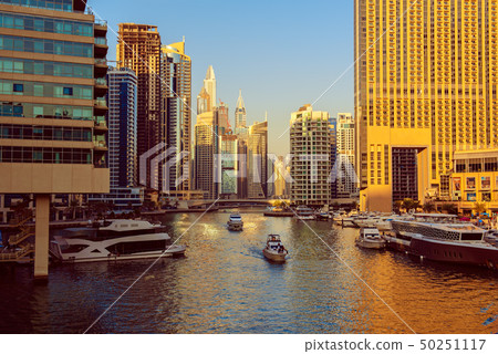 Dubai Marina at sunset 50251117