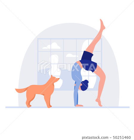 Woman and dog. Healthy lifestyle, working out, exercising Woman and dog. Healthy lifestyle, working out, exercising 50251460