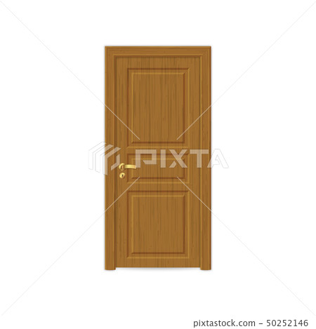 realistic wooden door isolated 50252146