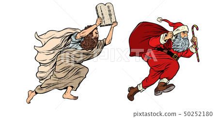 Moses and Santa Claus. Dispute old and new. Tradition versus secular 50252180