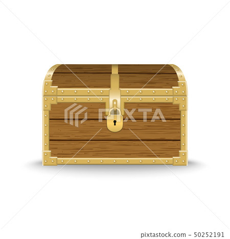 realistic wooden chest . Vector illustration realistic wooden chest . Vector illustration 50252191